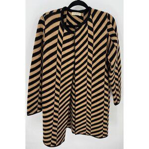 Cocogio knit cardigan black & tan chevron geometric pattern made in Italy